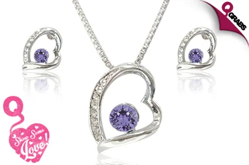 From QR49 Show Some Love this Valentines Day with a Crystal Heart Jewelry Set - Choose from Four Charming Colors! (Up to QR258 Value)